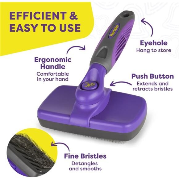Dog & Cat Brush,Cat & Dog Grooming,Self Cleaning Slicker Brush for Pets,Grooming - Picture 3 of 7
